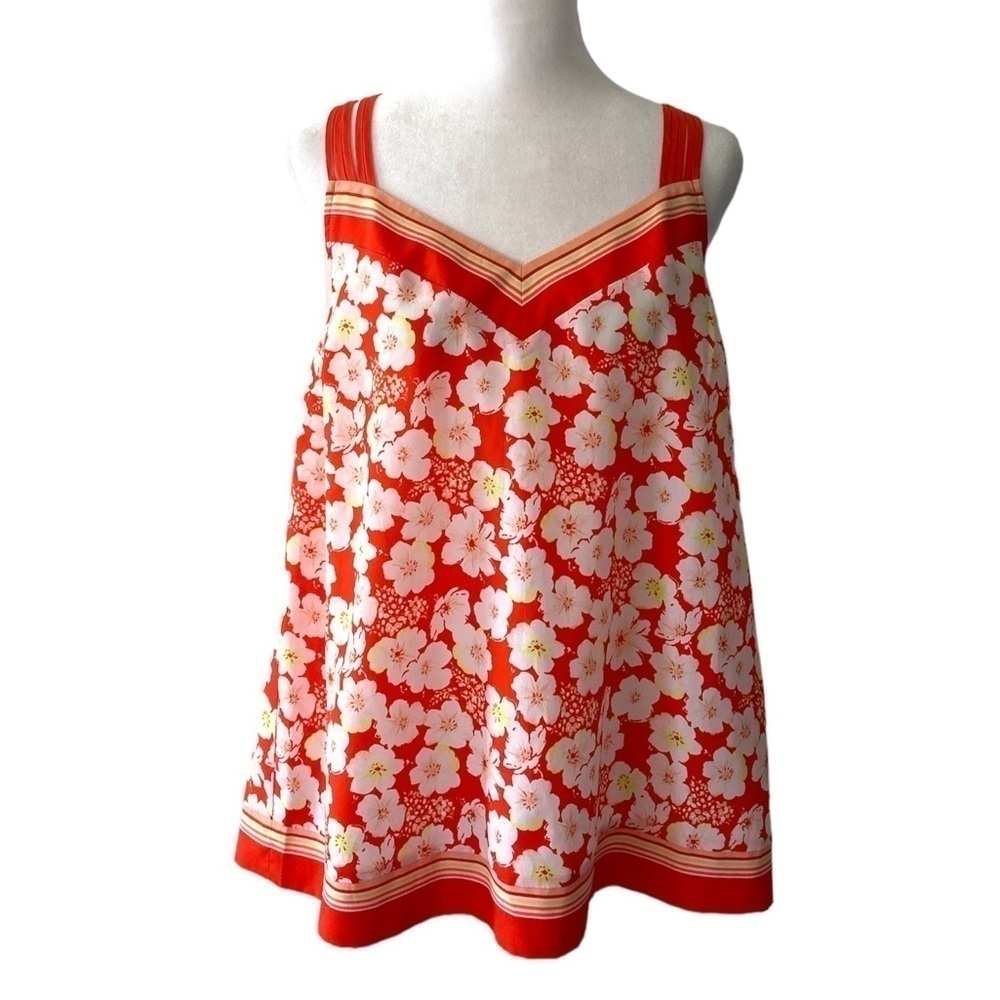 LC LAUREN Conrad large camisole blouse floral orange white